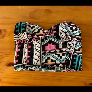 Multicolored Geometric Motel Rocks XS Bandeau Top